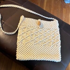 Chic Cream Woven Crossbody Bag